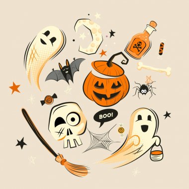 Cadılar Bayramı tasarım vektör süsleri