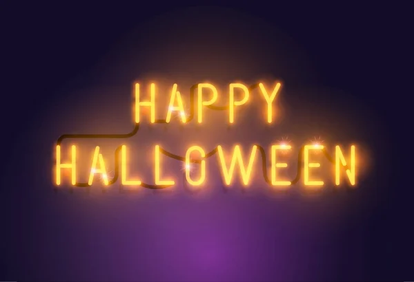 Izzó Neon Happy Halloween-jel — Stock Vector