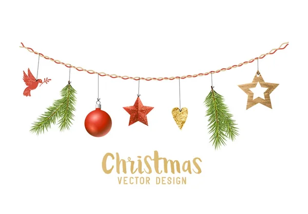 Boże Narodzenie dekoracje skład wiszące — Wektor stockowy