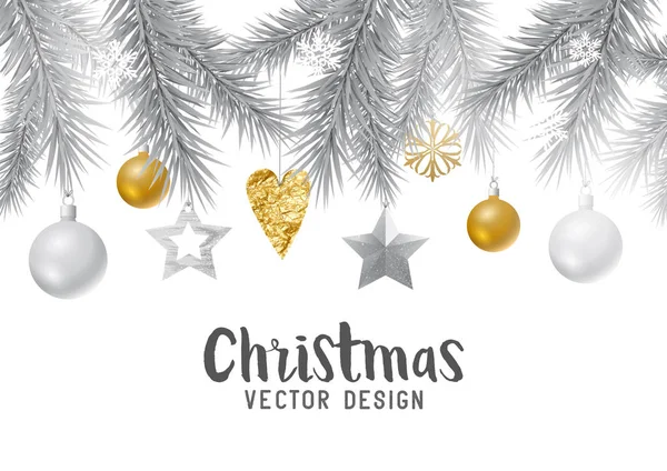 Oro festivo e argento sfondo di Natale — Vettoriale Stock