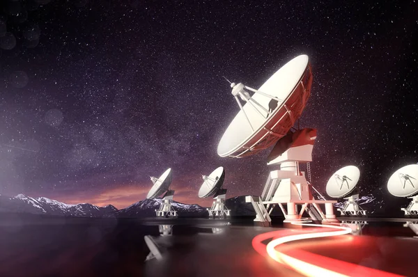 Radio Telescopes Searching for Astronomical Objects — Stock Photo, Image