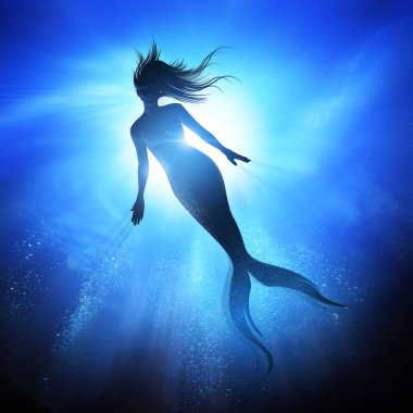 Swimming Mermaid Under The Waves clipart