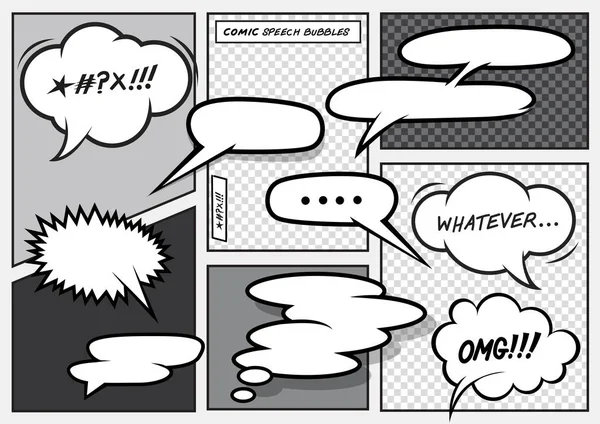 Cartoon komische tekstballonnen — Stockvector