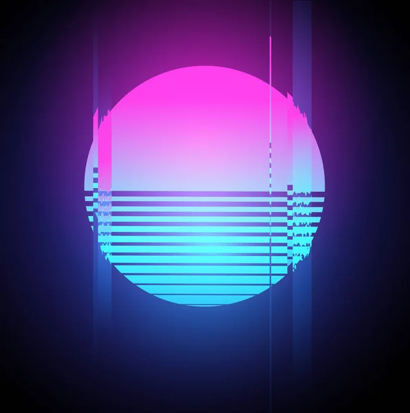 Neon Sun Glitch effekt — Stock vektor