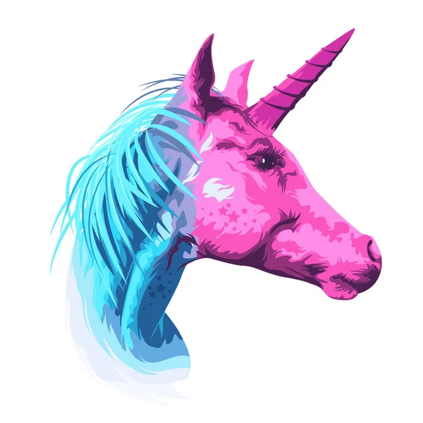 Wonderful Unicorn Head - Stok Vektor