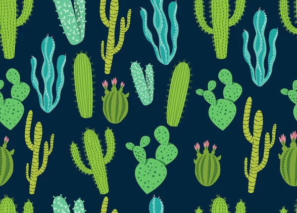 Diseño de patrón de fondo de cactus sin costura — Vector de stock