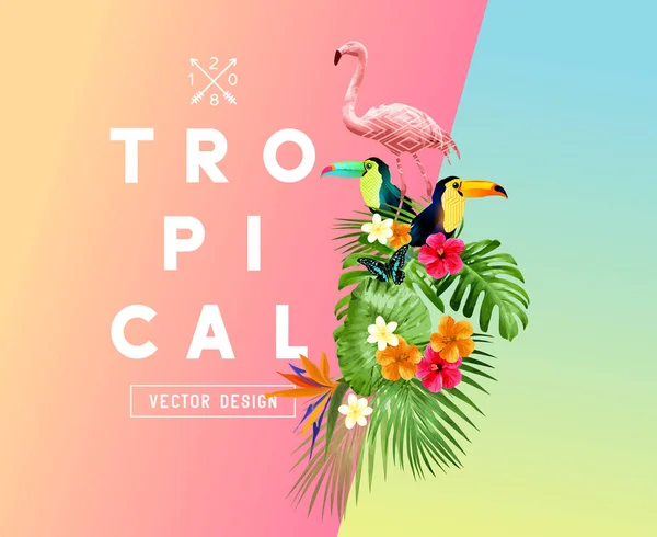Ilustración temática de verano tropical — Vector de stock