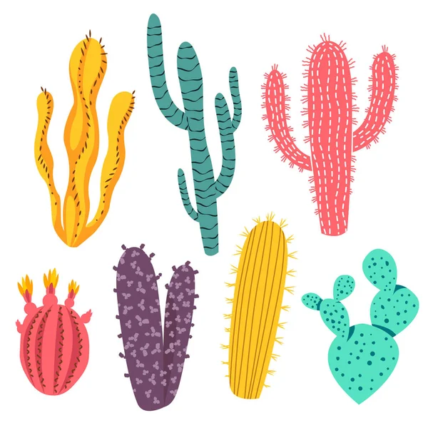 Разноцветные растения кактуса — стоковый вектор