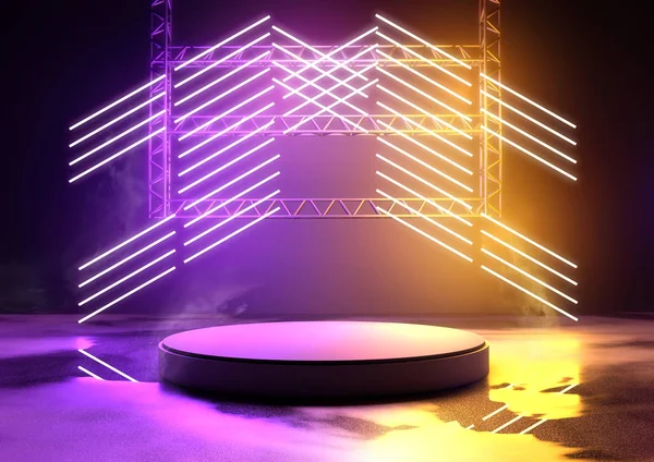 Glowing Neon Stage Background — Stock Photo, Image