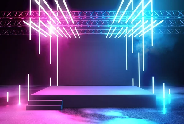 Neon Glowing Stage and Lighting — Stock Photo, Image