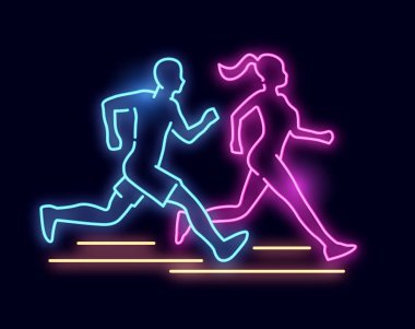 Neon ışık çalışan insanlar işareti
