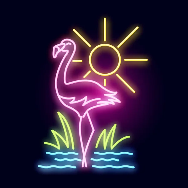 Scena tropikalny Flamingo Neon Light — Wektor stockowy