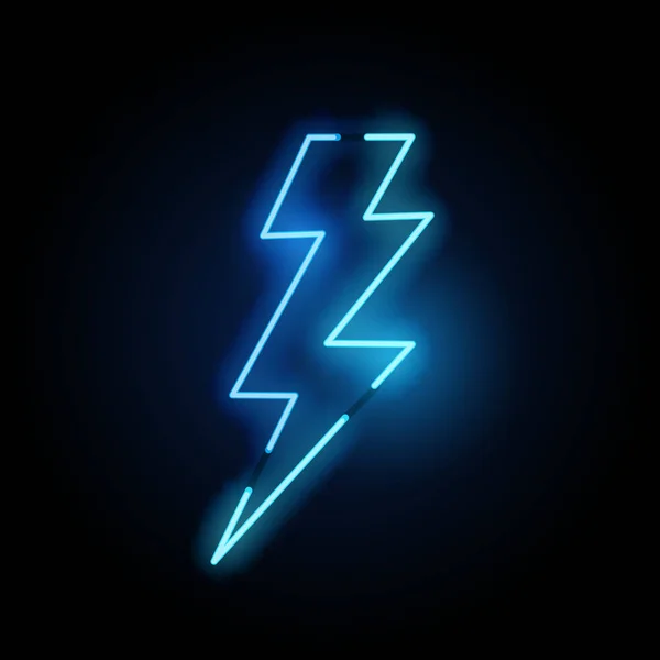 Blue Lightning Bolt neonljus — Stock vektor