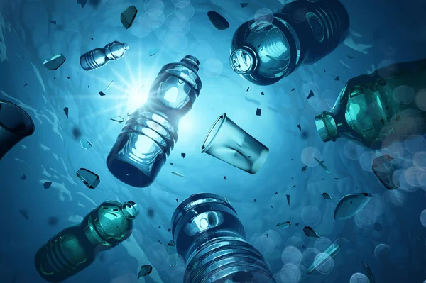 Plastic Ocean Pollution And Microplastics — Stock Photo, Image