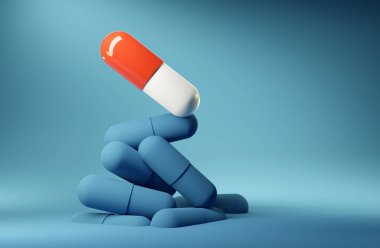 Son antibiyotik. Tıbbi antibakteriyel konsept, 3 boyutlu illüstrasyon