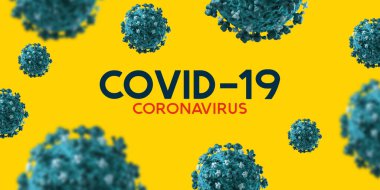Covid-19 salgını (coronavirus) bilgi güncelleme pankartı arka planı. 3B illüstrasyon.