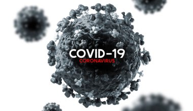 Covid-19 Coronavirus 2020 'de küresel bir salgına neden oldu. 3B virüs arkaplan illüstrasyonu