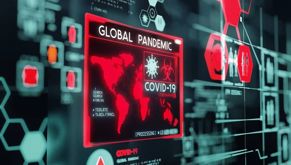 Covid Koronavirüs Küresel Bir Salgına Dönüşen Virüsün Veri Görselleştirmesi Illüstrasyon — Stok fotoğraf
