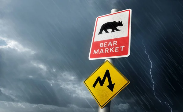 Segnali Stradali Avvertimento Imminente Crollo Del Mercato Azionario Attesa Una — Foto Stock