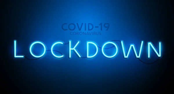 Neon Glowing Text Letter Sign Covid Life Lockdown Vector Illustration — Stock Vector