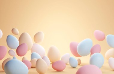 Pastel çikolatalı paskalya yumurtaları. 3B illüstrasyon.