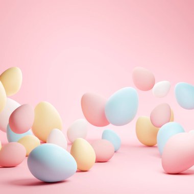 Çikolata renginde pastel yumurtalar. 3B illüstrasyon