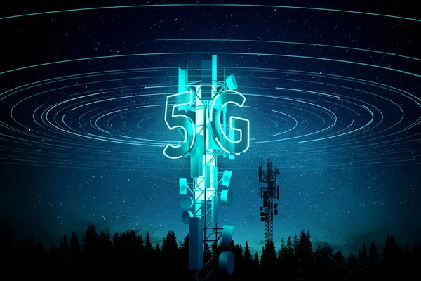 Sygnał Komórkowy Maszt Komunikacyjny Wieża Komórkowa Super Szybka Koncepcja Transmisji — Zdjęcie stockowe