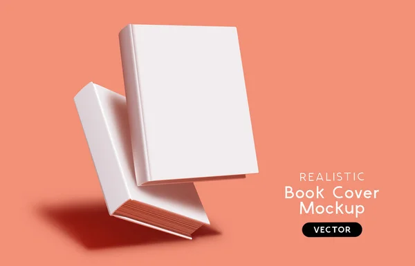 Blank Book Cover Mockup Layout Design Shadows Branding Vector Illustration — Stock Vector