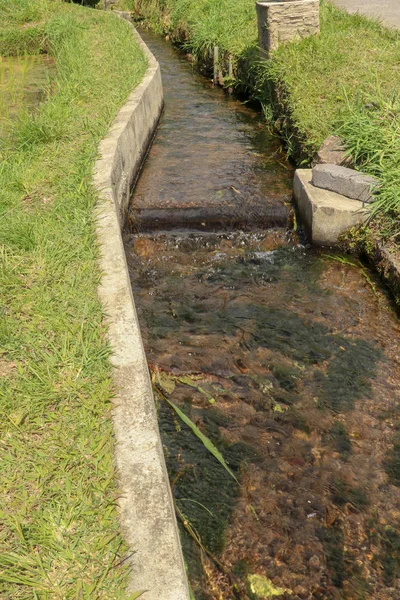 Іригаційний канал під назвою Subak, традиційний спосіб приведення води — стокове фото