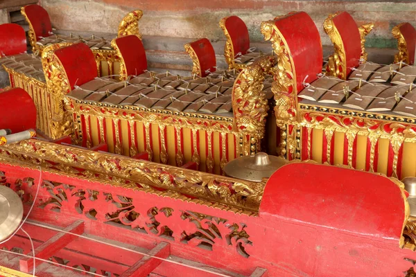 Musical Instruments Hindu Temple Bali Island Indonesia Gamelan Gamelang Musical — Stock Photo, Image