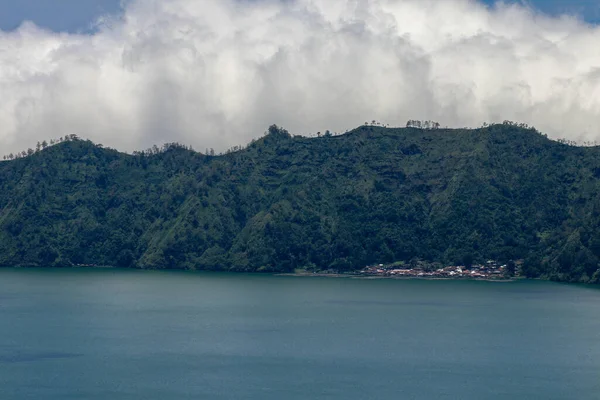 Pemandangan Udara Atas Danau Batur Desa Tradisional Trunyan Desa Ini — Stok Foto