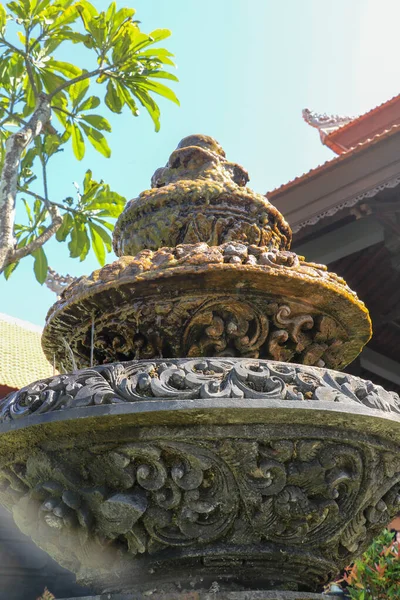 Paisagem Pacífica Com Fonte Parque Perto Templo Hindu Tanah Lot — Fotografia de Stock