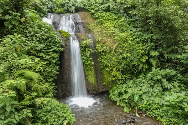 Prachtige Berg Regenwoud Waterval Met Snel Stromend Water Rotsen Lange — Stockfoto