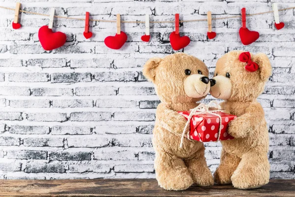 Teddy bear have a gift to girl friend