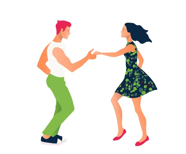 Η Σάλσα στην πόλη. Χορός δρόμου. Όμορφα ζευγάρια χορεύουν. — Διανυσματικό Αρχείο