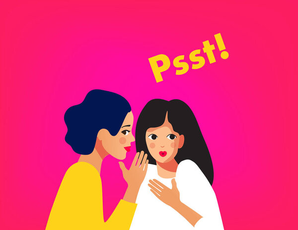 Two girls gossiping vector illustration. 