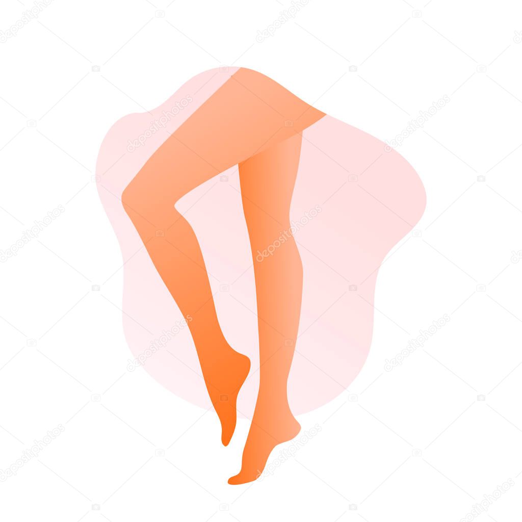 Beautiful slim healthy female legs without any varicose veins, hair or edema vector illustration. 