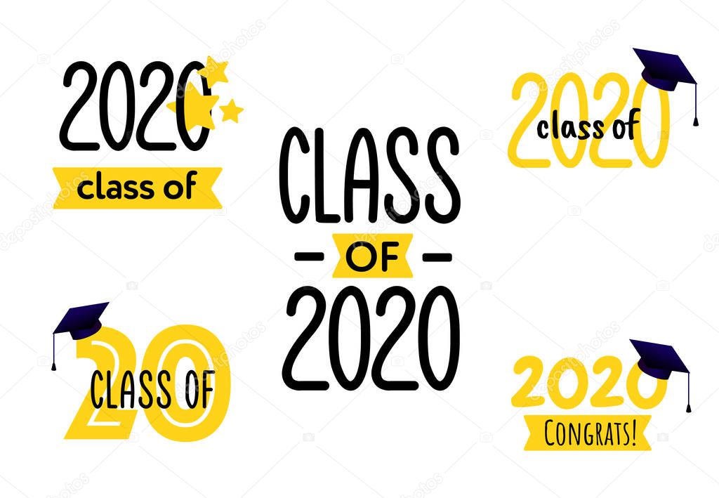  Class of 2020. Congratulation to Graduates. Graduation logo. 