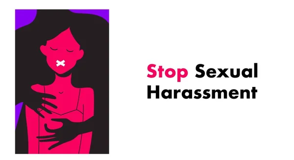 Viol. Mettons fin au harcèlement sexuel illustration vectorielle. Victime d'un viol. Moi aussi tag . — Image vectorielle