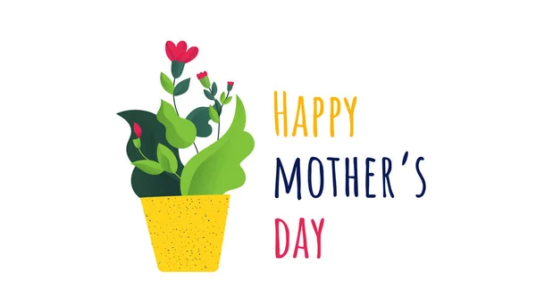 Happy Mothers Day card. Flowers in a pot. — Stock Vector