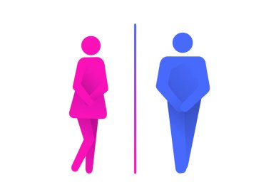 Toilet symbol, man and woman bathroom. Urinary incontinence, bladder problems. clipart