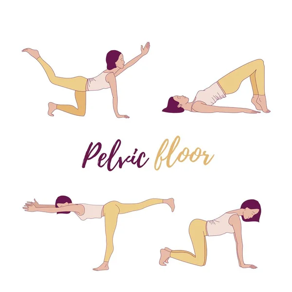 Exercises to strengthen the muscles of the vagina and pelvic floor muscles. — 스톡 벡터