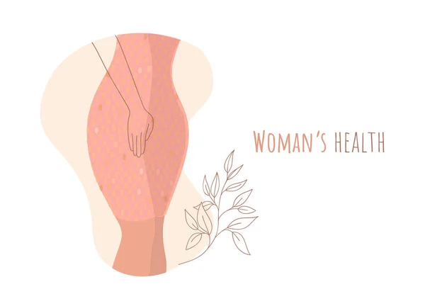 Hermoso cuerpo femenino y concepto de higiene y salud de las mujeres. Menopausia, Incontinencia urinaria , — Archivo Imágenes Vectoriales