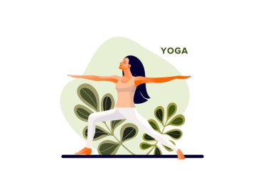 Yoga egzersizi yapan bir kadın, yoga pozu. Uluslararası Yoga Günü.