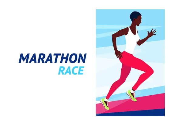 Löpande kvinna. Maratonlopp. Sport tävling, träning eller motion, friidrott. — Stock vektor