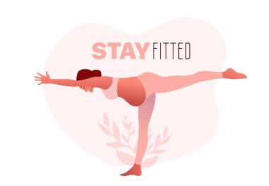 Yoga egzersizi yapan bir kadın, yoga pozu. Uluslararası Yoga Günü.