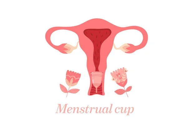 Menstruation kopp logotyp, feminin period hygien produkt. — Stock vektor