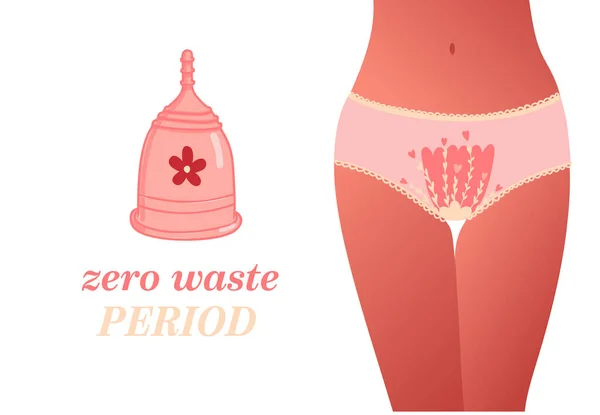Menstruációs csésze logó, női időszak higiéniai termék. — Stock Vector