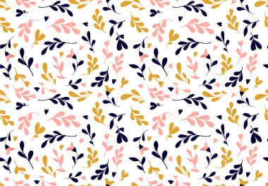 Çiçek deseni. Moda izleri için kusursuz vektör dokusu. El çizimi tarzı, hafif arkaplan.