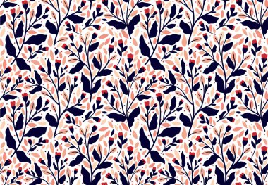 Çiçek deseni. Moda izleri için kusursuz vektör dokusu. El çizimi tarzı, hafif arkaplan.